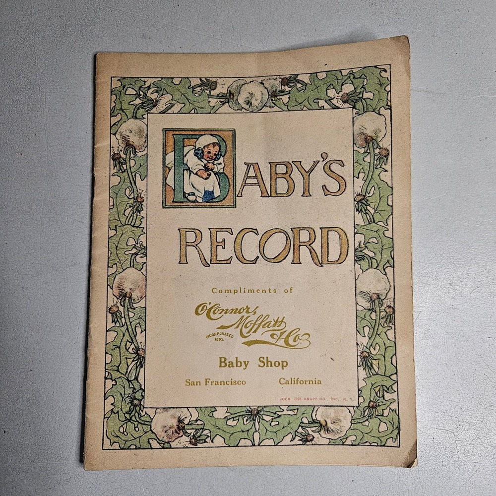 Vintage 1928 Baby's Record Book O'Connor Moffat & Co SF C.M. Burd Illustrations